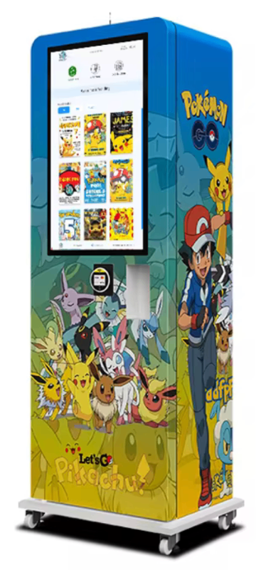 Vending machine with a full-color custom Pokémon-themed wrap
